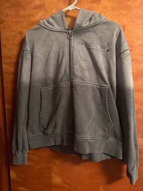 Sun Chaser Rhinestone Distressed Ombre Full Zip Hoodie